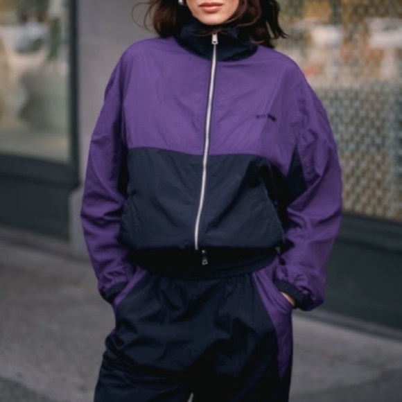 NWT BRUNETTE THE LABEL SERENA Track Set Ultraviolet Black Purple Small/Medium - Picture 3 of 10